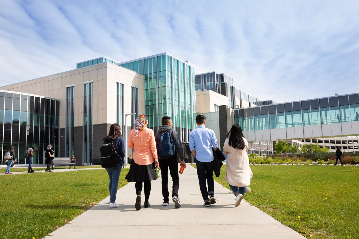 Students outside a NAIT building