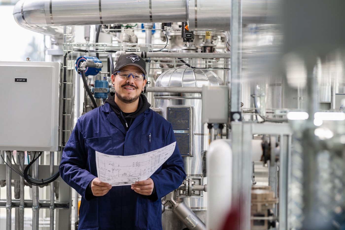 Instrumentation student in lab on NAIT campus