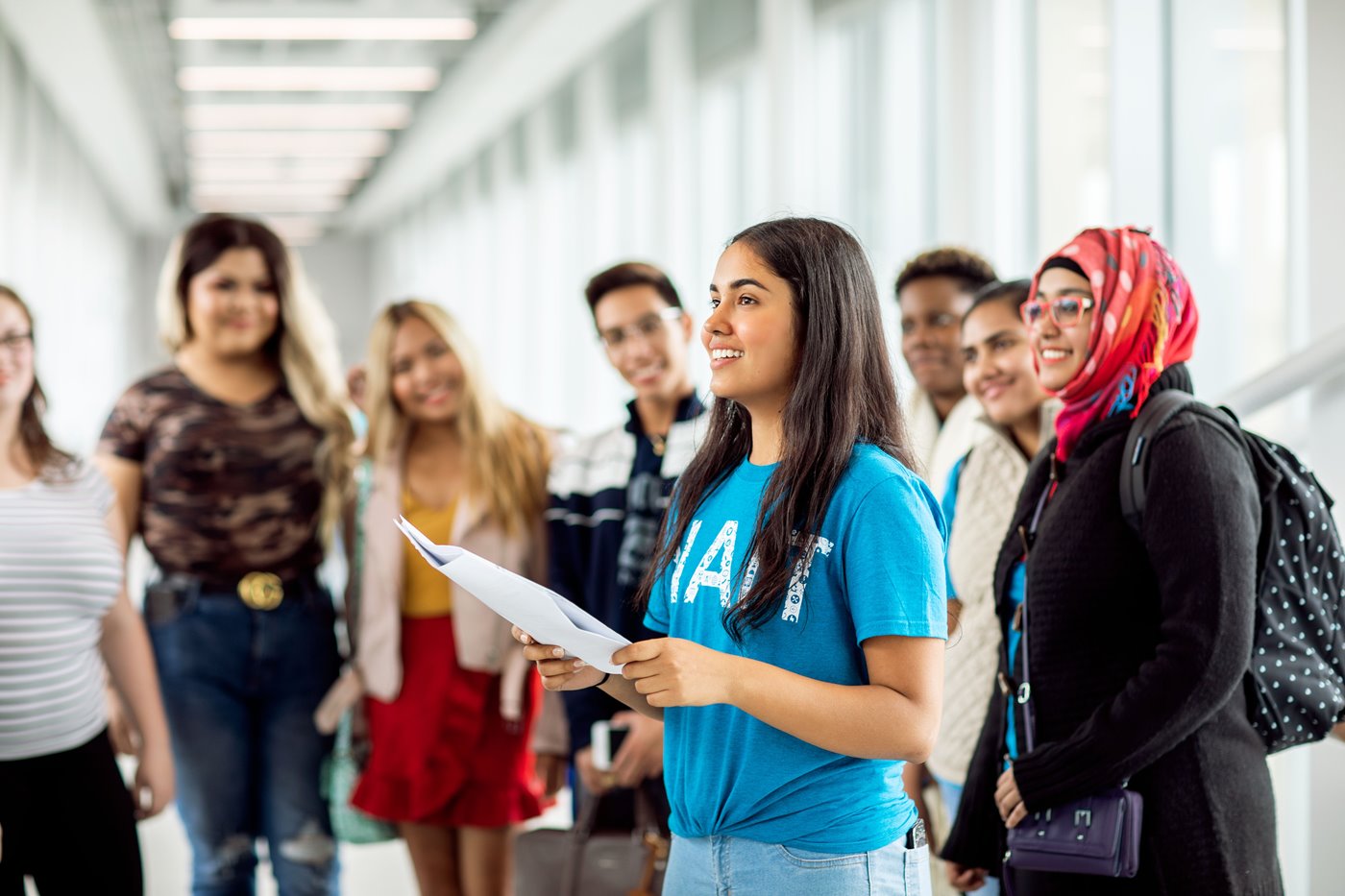 NAIT campus ambassador speaking to students